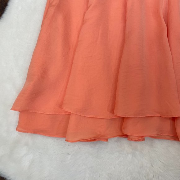 Urban Outfitters Silence + Noise Skirt 6 Ashton Double Layer Peach Orange Mini - Picture 7 of 12